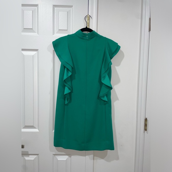 Kate Spade Emerald Green Satin Crepe Flutter Sleeve Shift Dress Size 00 XS $398 - Picture 9 of 15